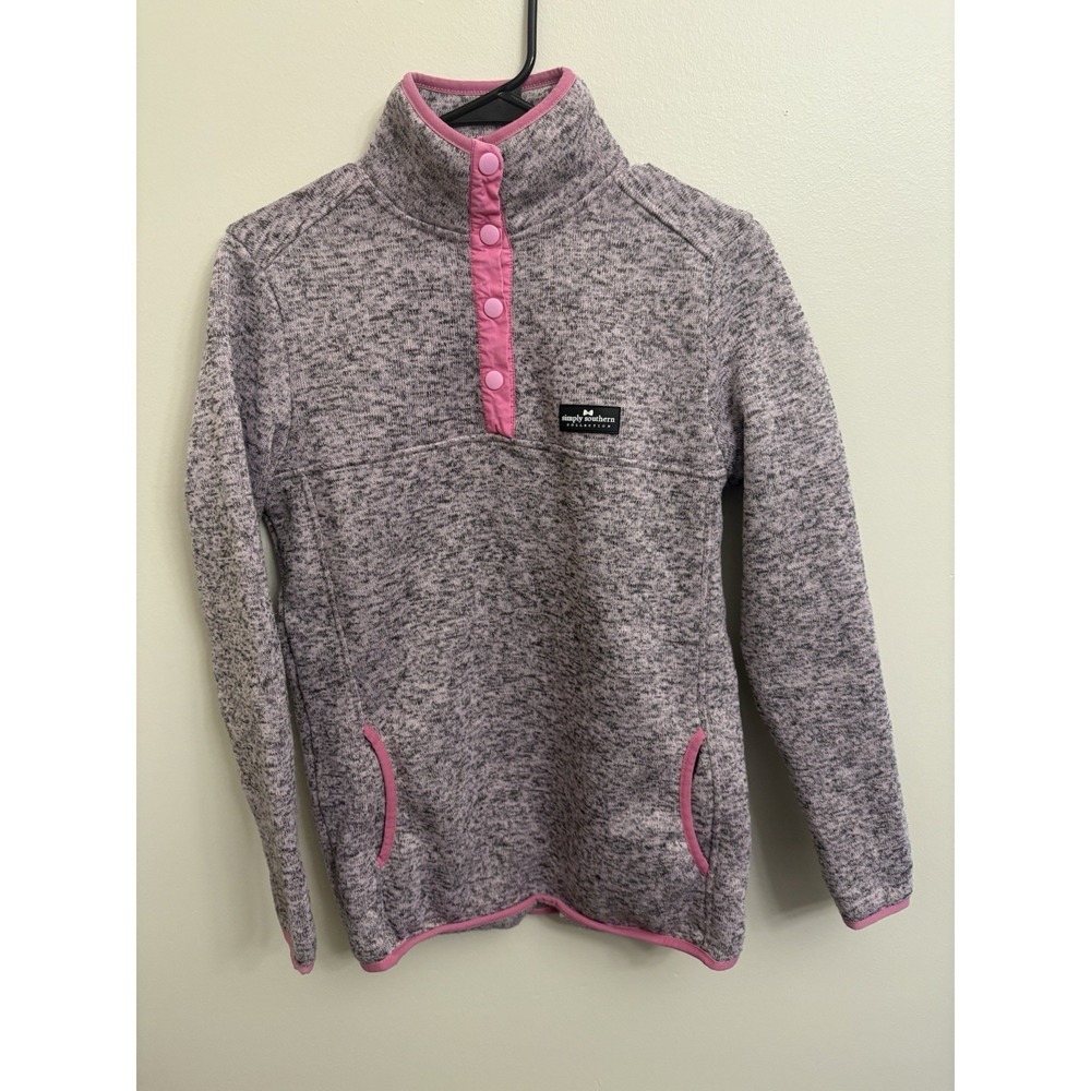 Women's Simply Southern Tried And True 1/4 Snap Pink Fleece Pullover Size M